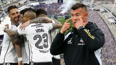 Jugadores de Colo Colo y Jorge Almirón (Foto tomada de: Wikipedia/Colo Colo/Sabes)