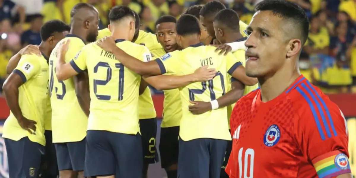 Jugadores de Ecuador y Alexis Sánchez (Foto tomada de: La Tri/La Tercera)