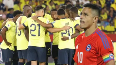 Jugadores de Ecuador y Alexis Sánchez (Foto tomada de: La Tri/La Tercera)