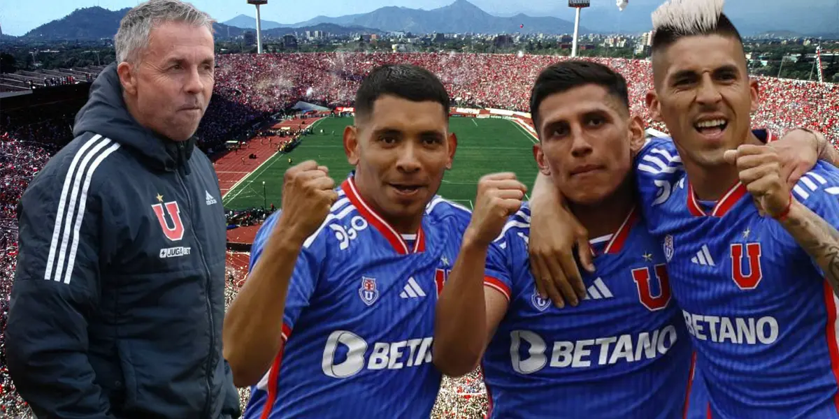 Jugadores de la U de Chile y Gustavo Álvarez (Foto tomada de: Wikipedia/U de Chile)