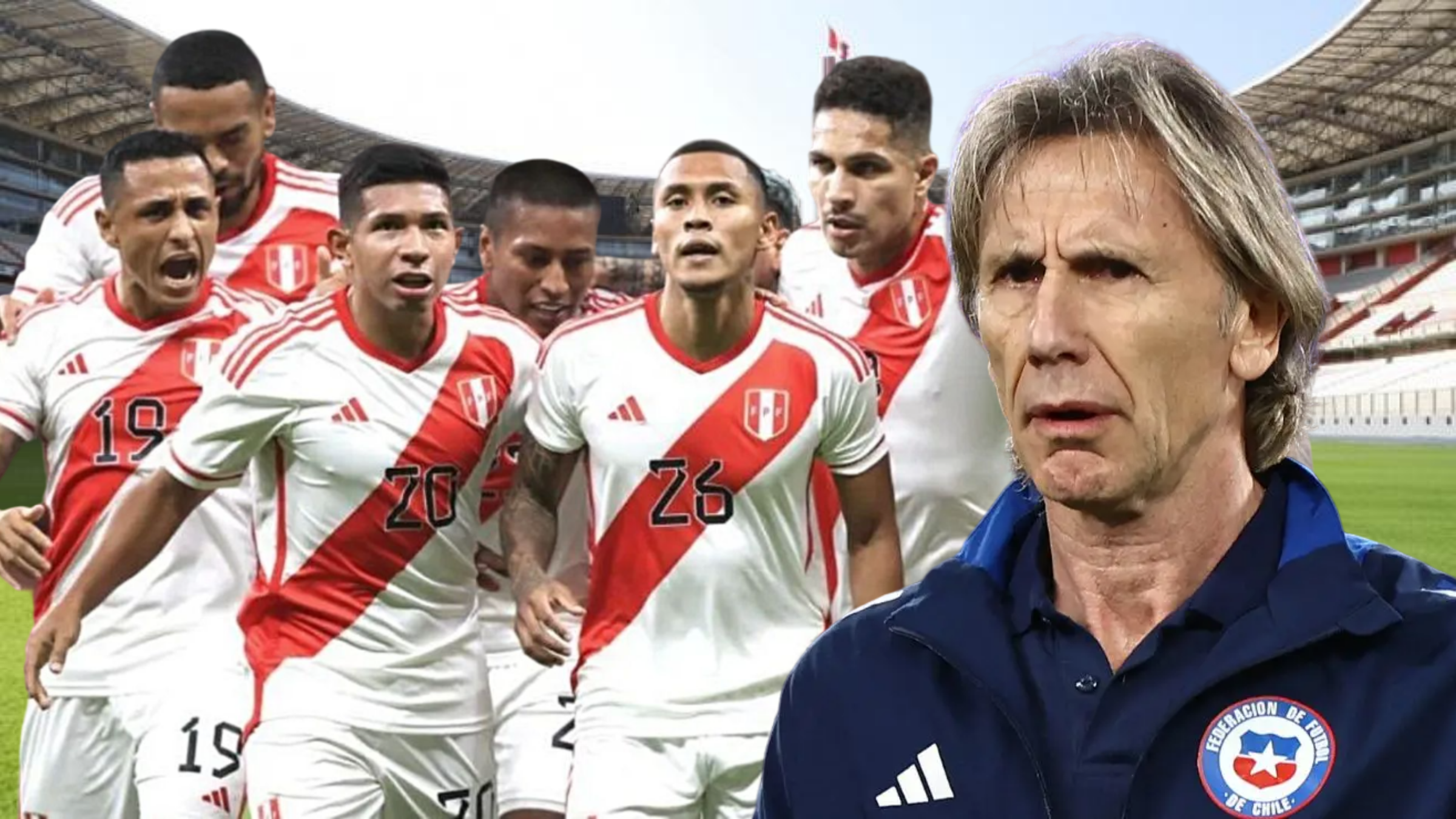 Jugadores de Perú y Ricardo Gareca (Foto tomada de: TVPerú/Infobae)