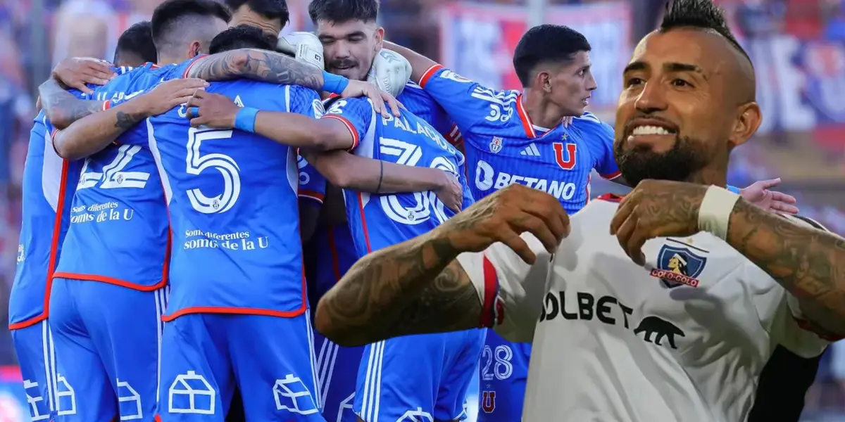 Jugadores de Universidad de Chile y Arturo Vidal (Foto tomada de: Colo-Colo/Sabes)