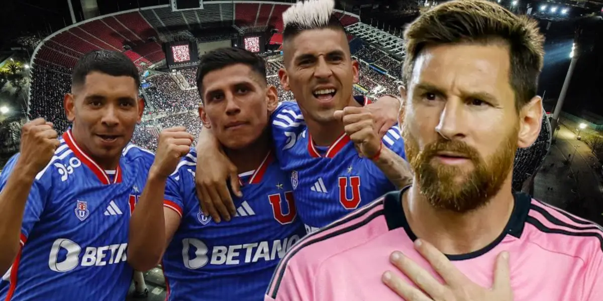 Jugadores Universidad de Chile y Lionel Messi (Foto tomada de: Los40/Deportes/90 Min)