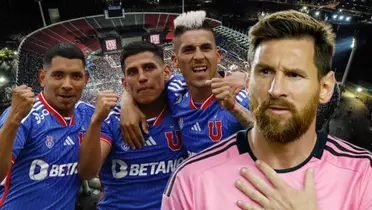 Jugadores Universidad de Chile y Lionel Messi (Foto tomada de: Los40/Deportes/90 Min)