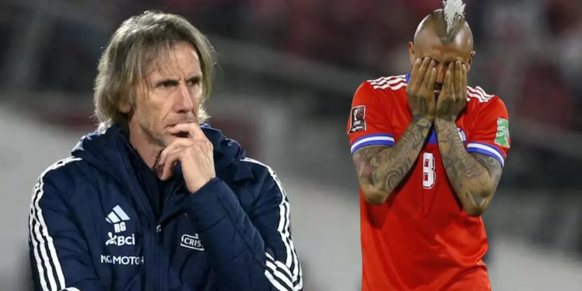 Ricardo Gareca y Arturo Vidal (Foto tomada de: La Roja/La República)