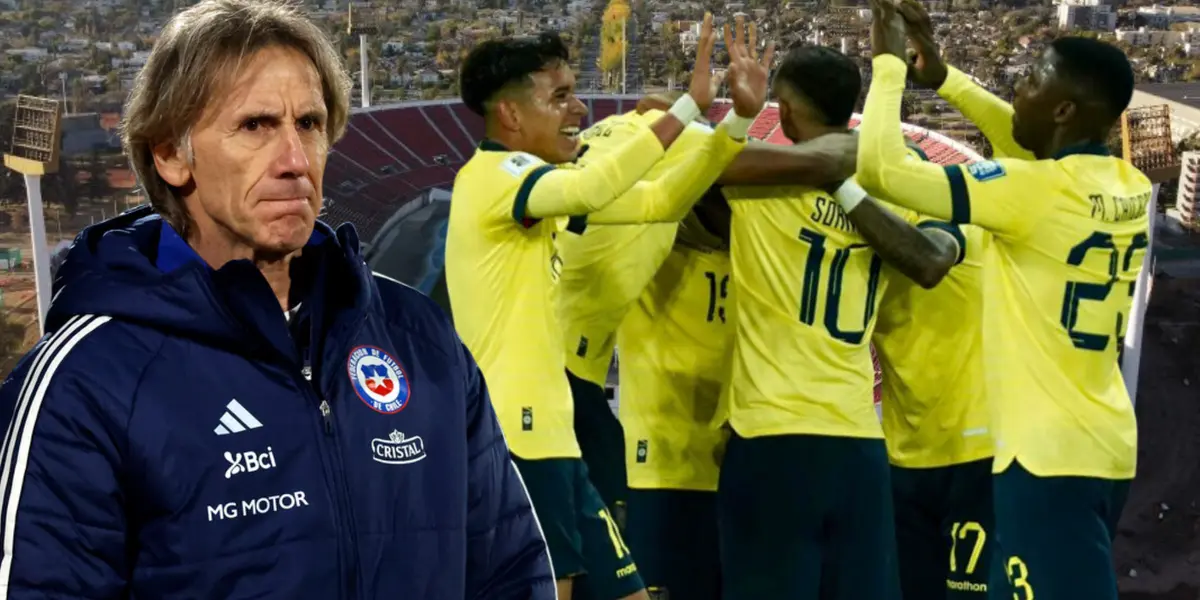 Ricardo Gareca y jugadores de Ecuador (Foto tomada de: La Cuarta/La Tri/La Roja)