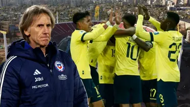 Ricardo Gareca y jugadores de Ecuador (Foto tomada de: La Cuarta/La Tri/La Roja)